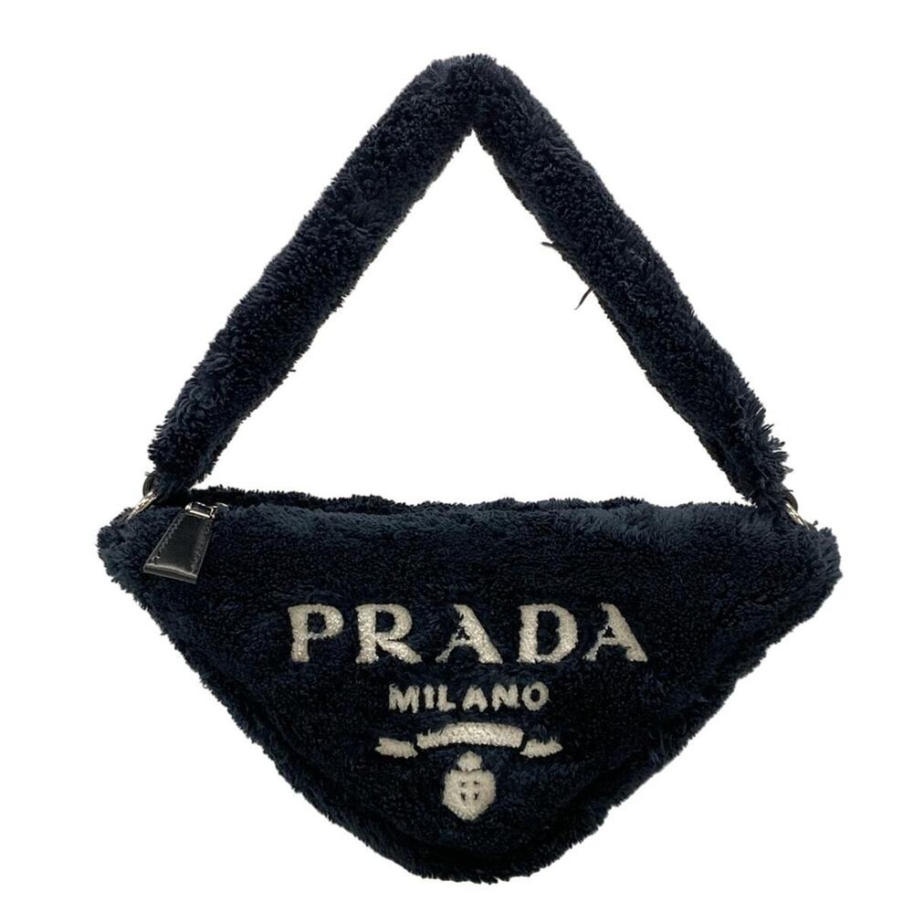 PRADA Terry Triangle Handbag Black White